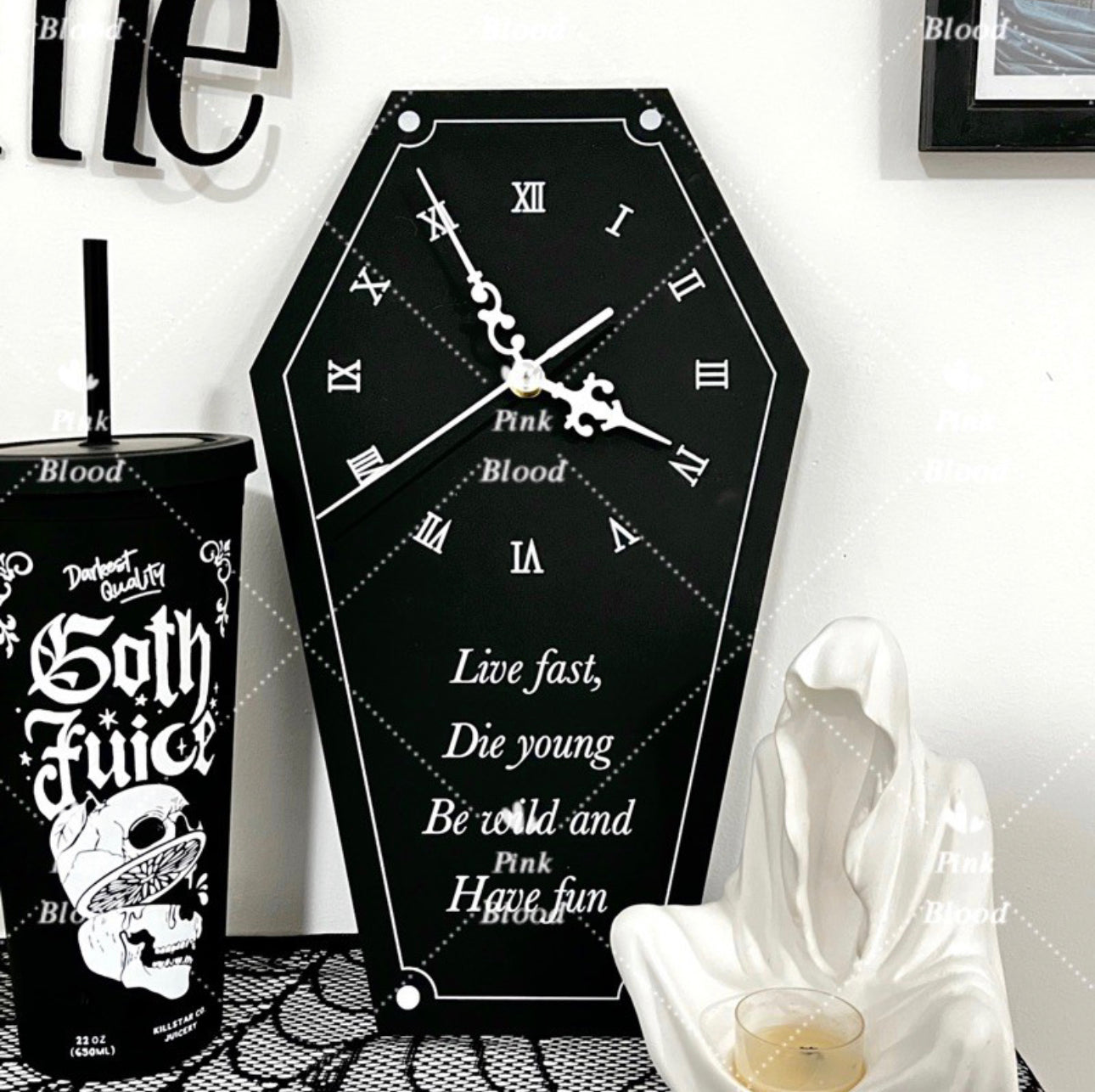 GOTHIC CLOCK BELL,GOTH CLOCK,COFFIN/CROSS
