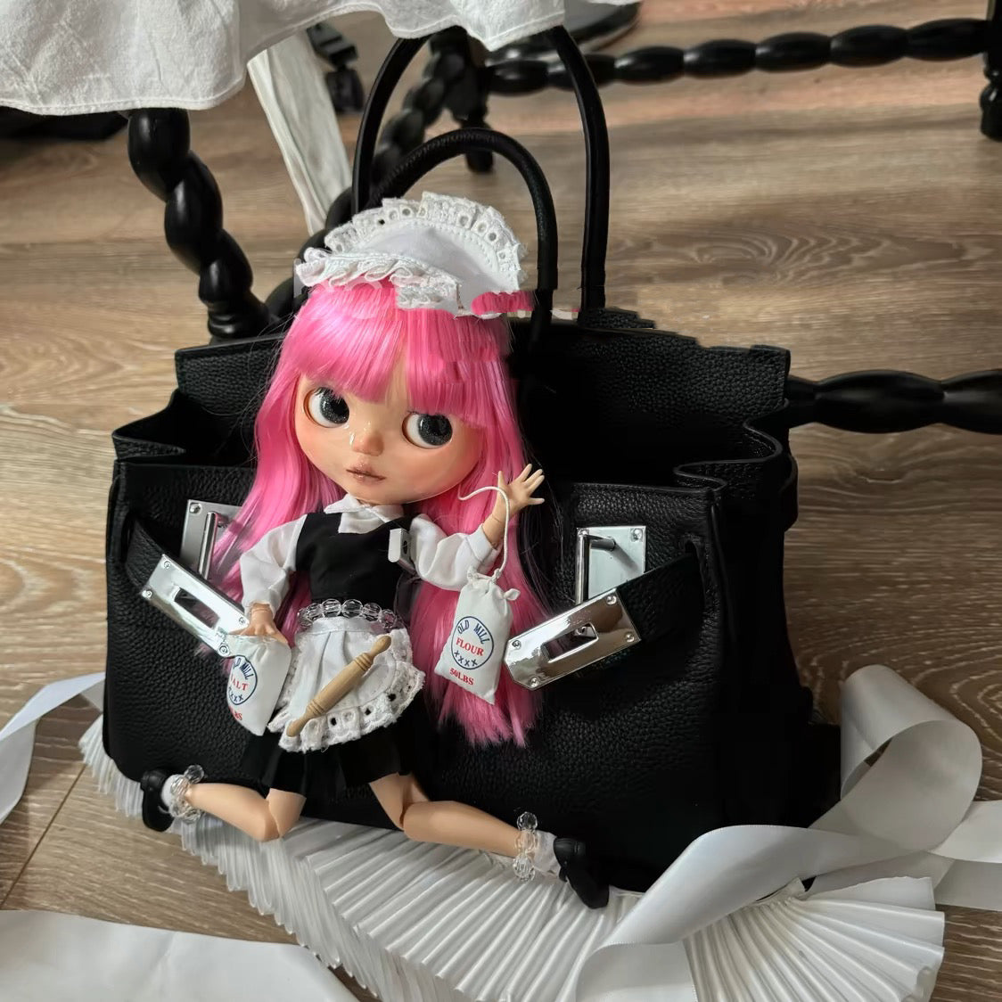Blythe doll bag,vintage style,chic design white 08