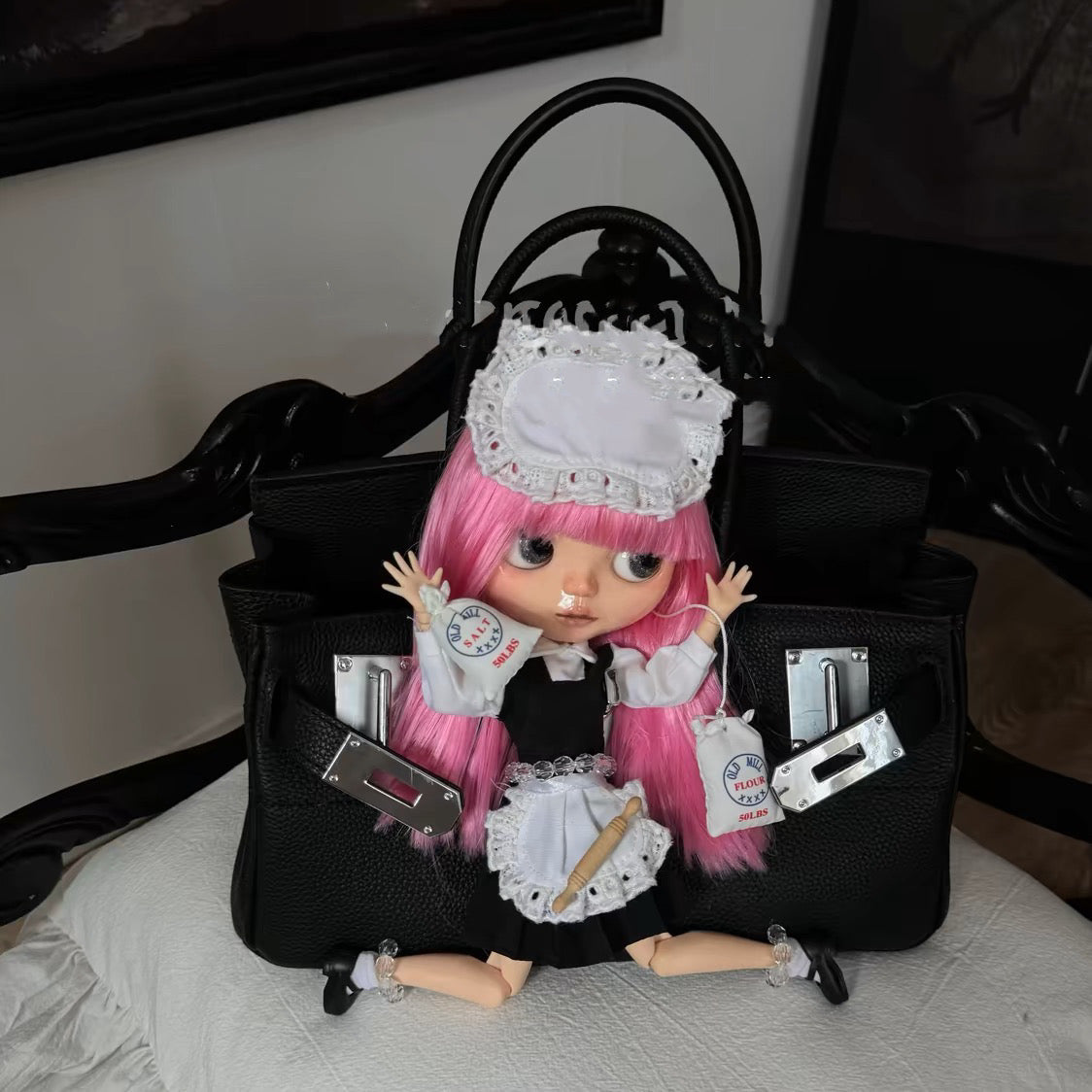 Blythe doll bag,vintage style,chic design white 08