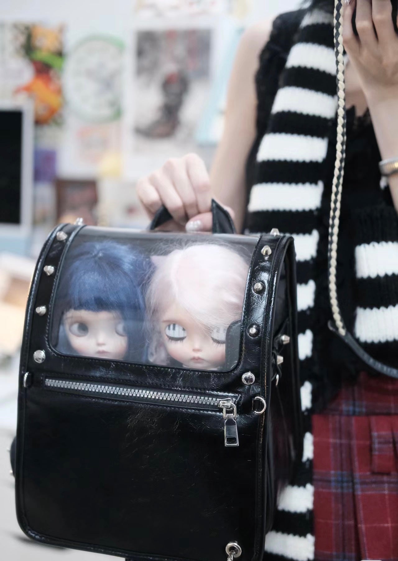 BLYTHE BJD travel bag for Blythe/OB24/1/6BJDProtective For Doll Handcrafted Handmade SHOWCASE/DISPLAYCASE/CARRYCASE 05
