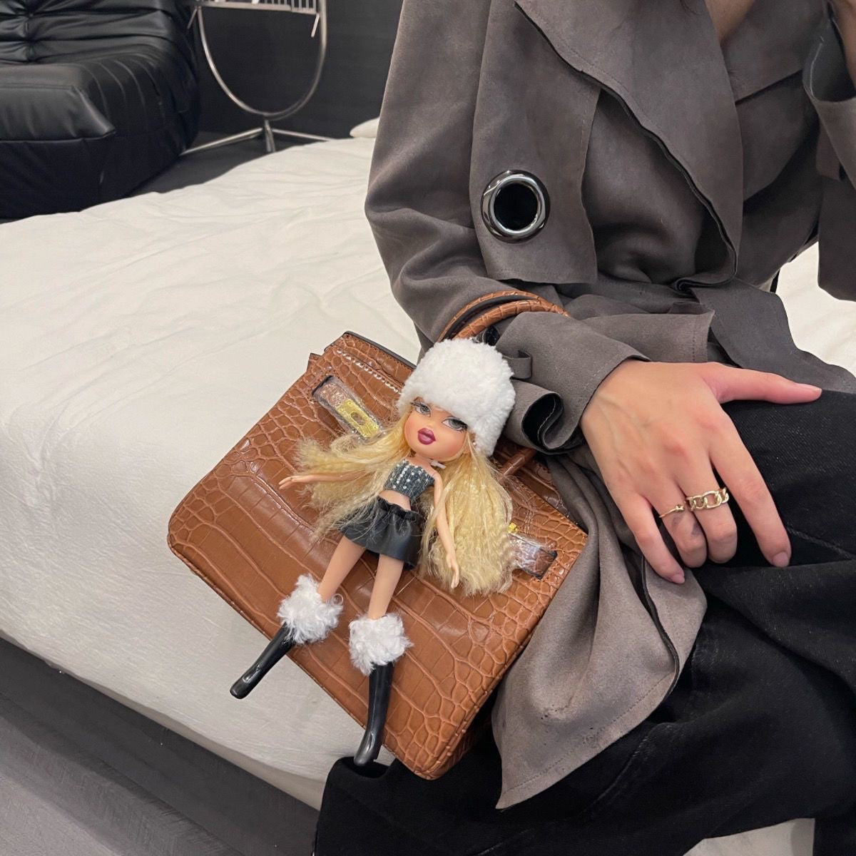 Rainbow high school custom doll bag,vintage style,chic design-orange03