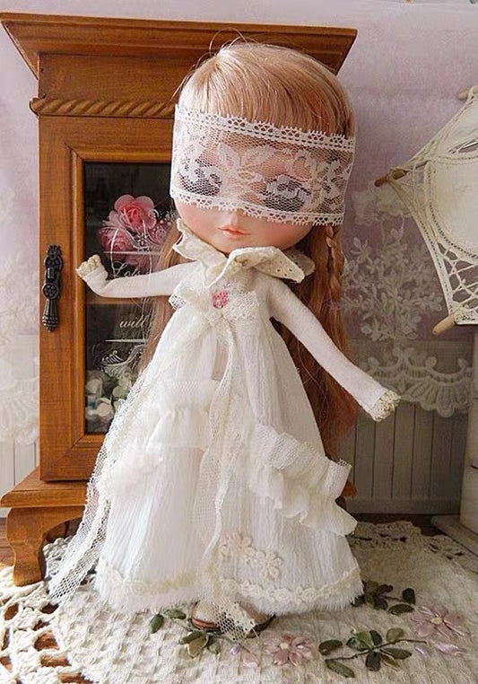 Pink Dress Night Dress for Blythe,BJD 1/6 Doll Clothes Customized 016