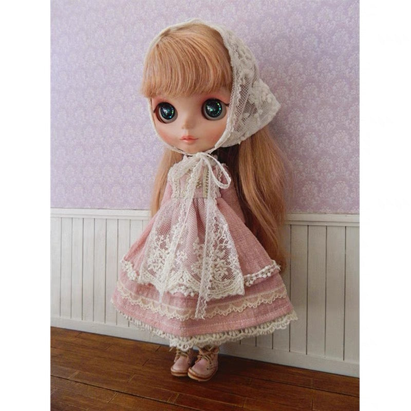 Pink Dress Night Dress for Blythe,BJD 1/6 Doll Clothes Customized 019