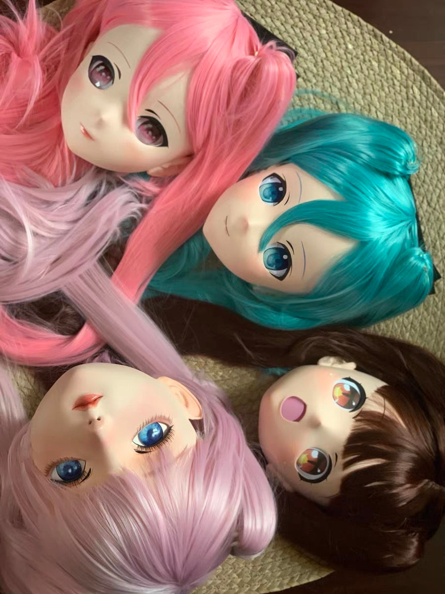 Kigurumi mask.BJD head doll.Doll head.Anime mask.Crossdressing mask. Animegao. Carnival mask.Real face mask. Manga mask /INSTOCK01