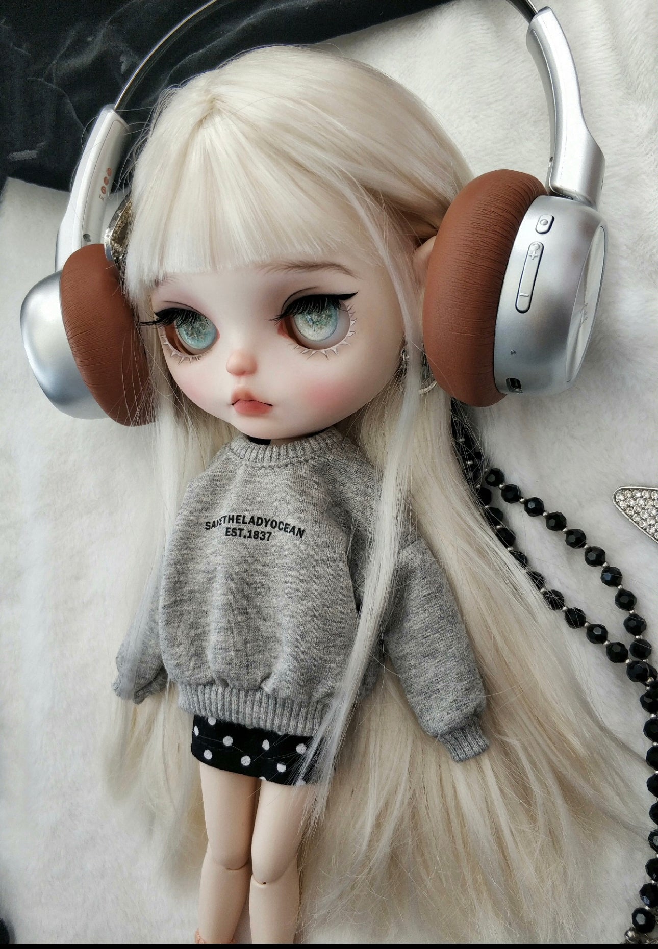 Halloween Blythe Doll Custom Faceplate with Makeup(White Skin) 011