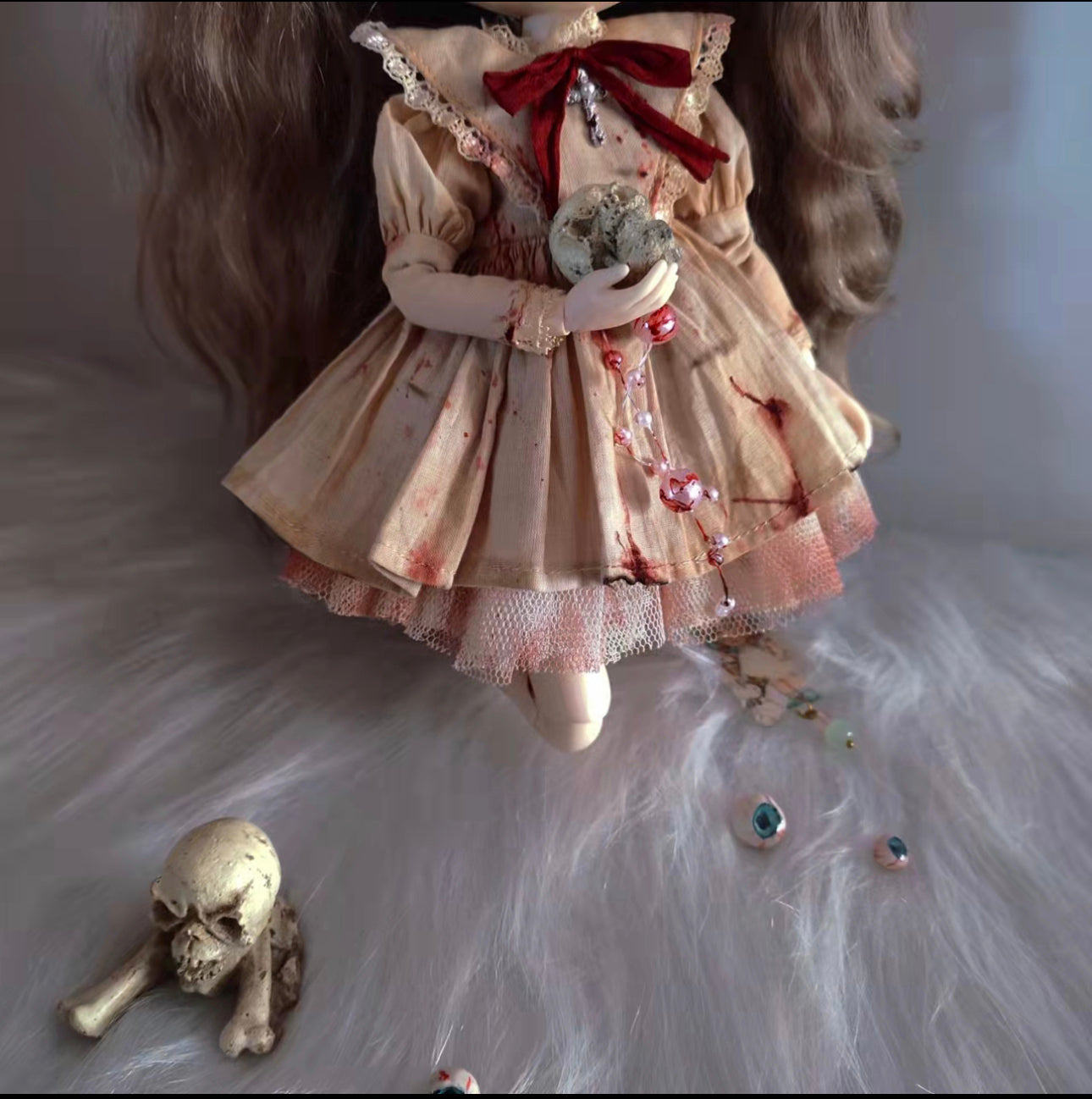 Halloween Blooded Long Dress Night Dress for Blythe,BJD 1/6 Doll Clothes Customized 03