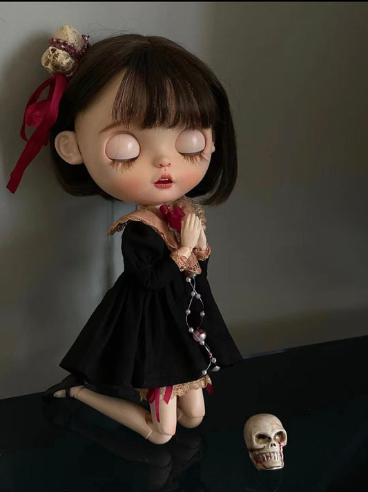 White Long Dress Night Dress for Blythe,BJD 1/6 Doll Clothes Customized 05