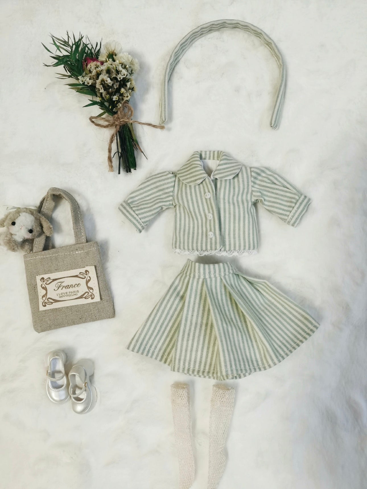 Green Dress  for Blythe,BJD 1/6 Doll Clothes Customized 010