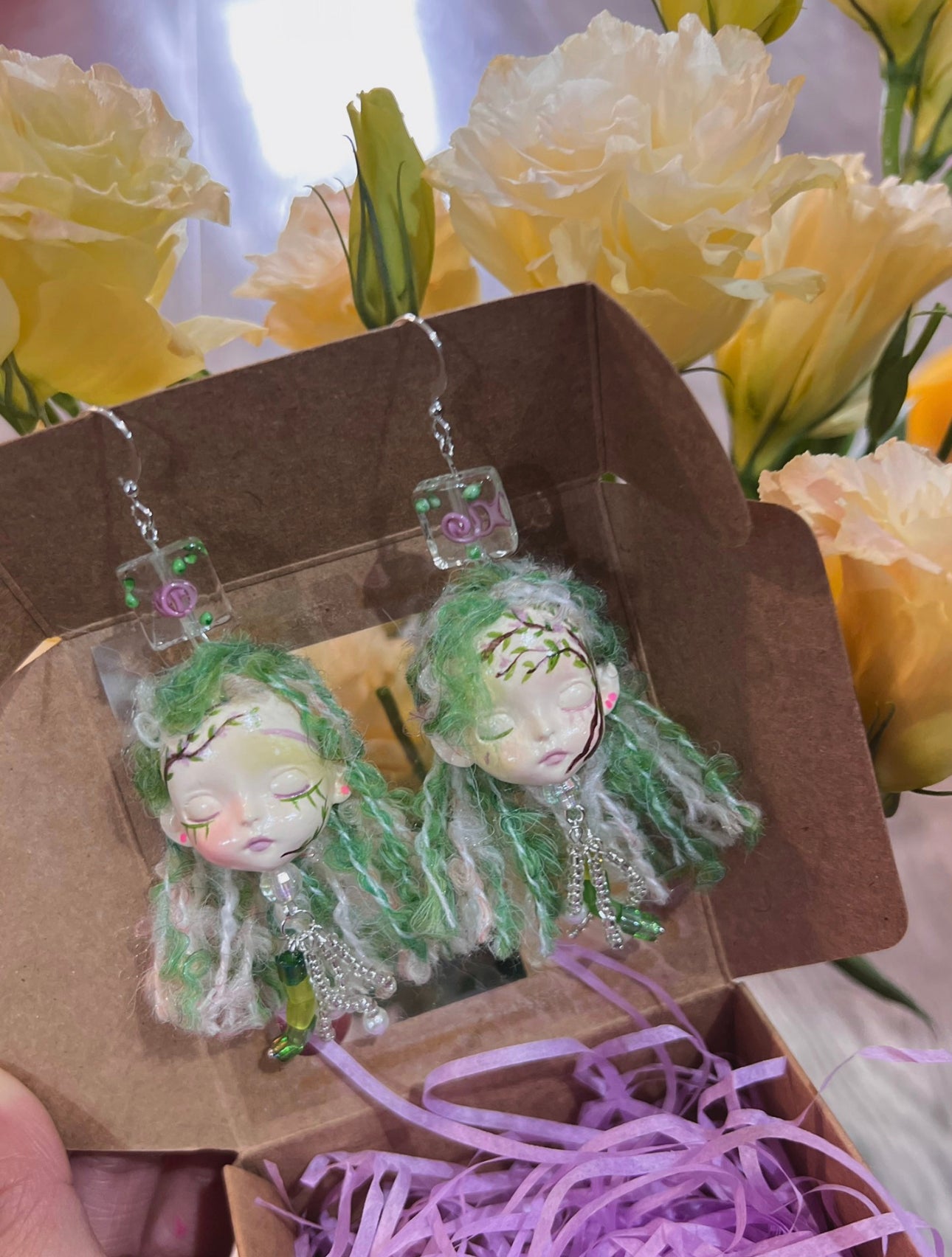HALLOWEEN BJD DOLL CLAY SCULPT DOLLS ,POLYMER CLAY DOLL EARRINGS(1PAIR)03