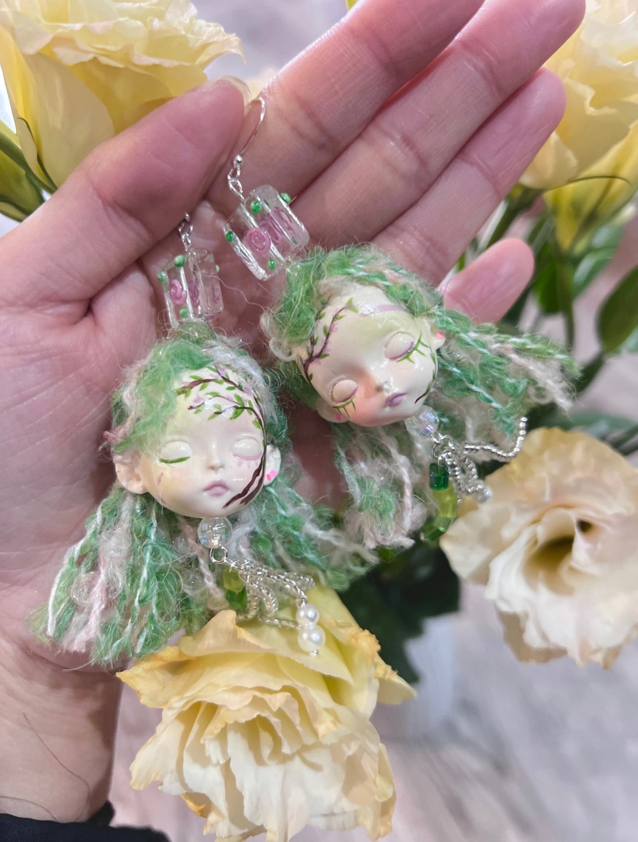 HALLOWEEN BJD DOLL CLAY SCULPT DOLLS ,POLYMER CLAY DOLL EARRINGS(1PAIR)03