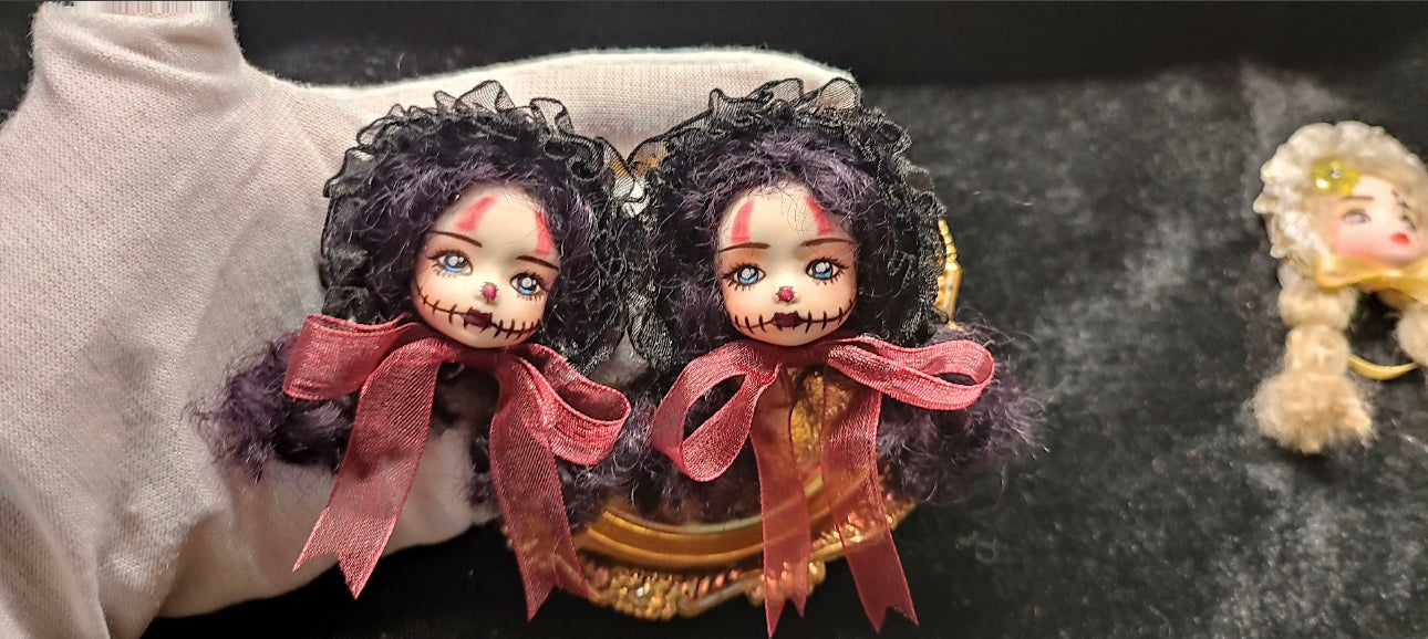HALLOWEEN BJD DOLL CLAY SCULPT DOLLS ,POLYMER CLAY DOLL EARRINGS(1PAIR)04