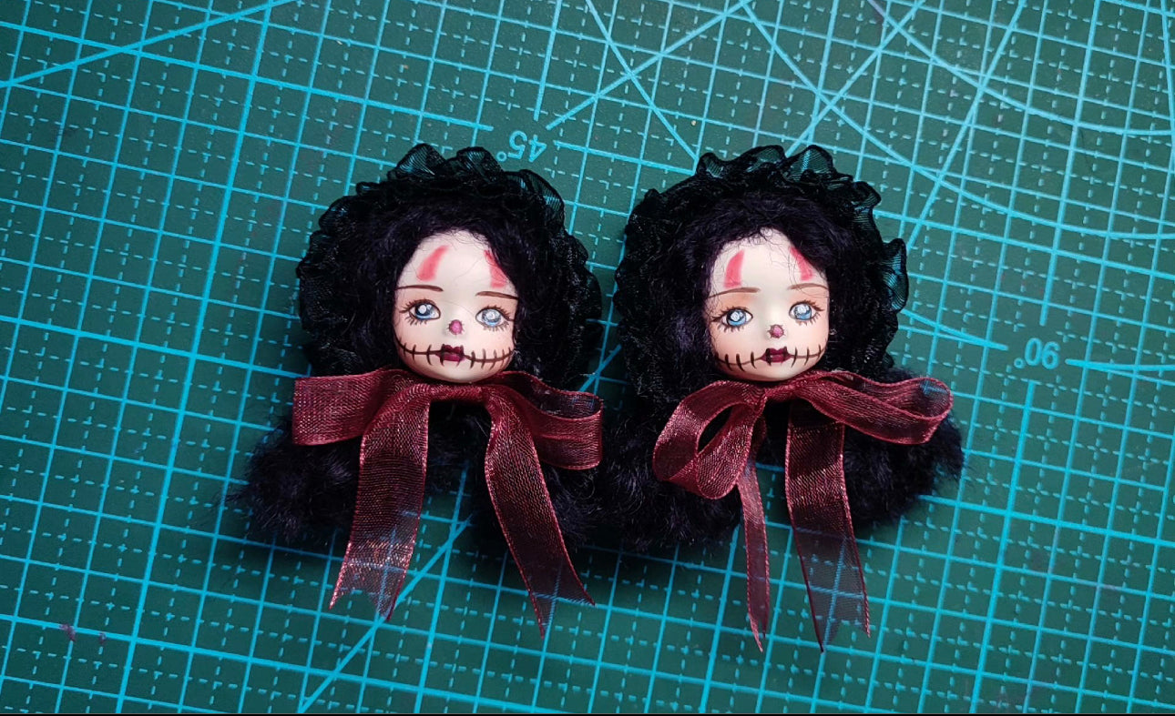 HALLOWEEN BJD DOLL CLAY SCULPT DOLLS ,POLYMER CLAY DOLL EARRINGS(1PAIR)04