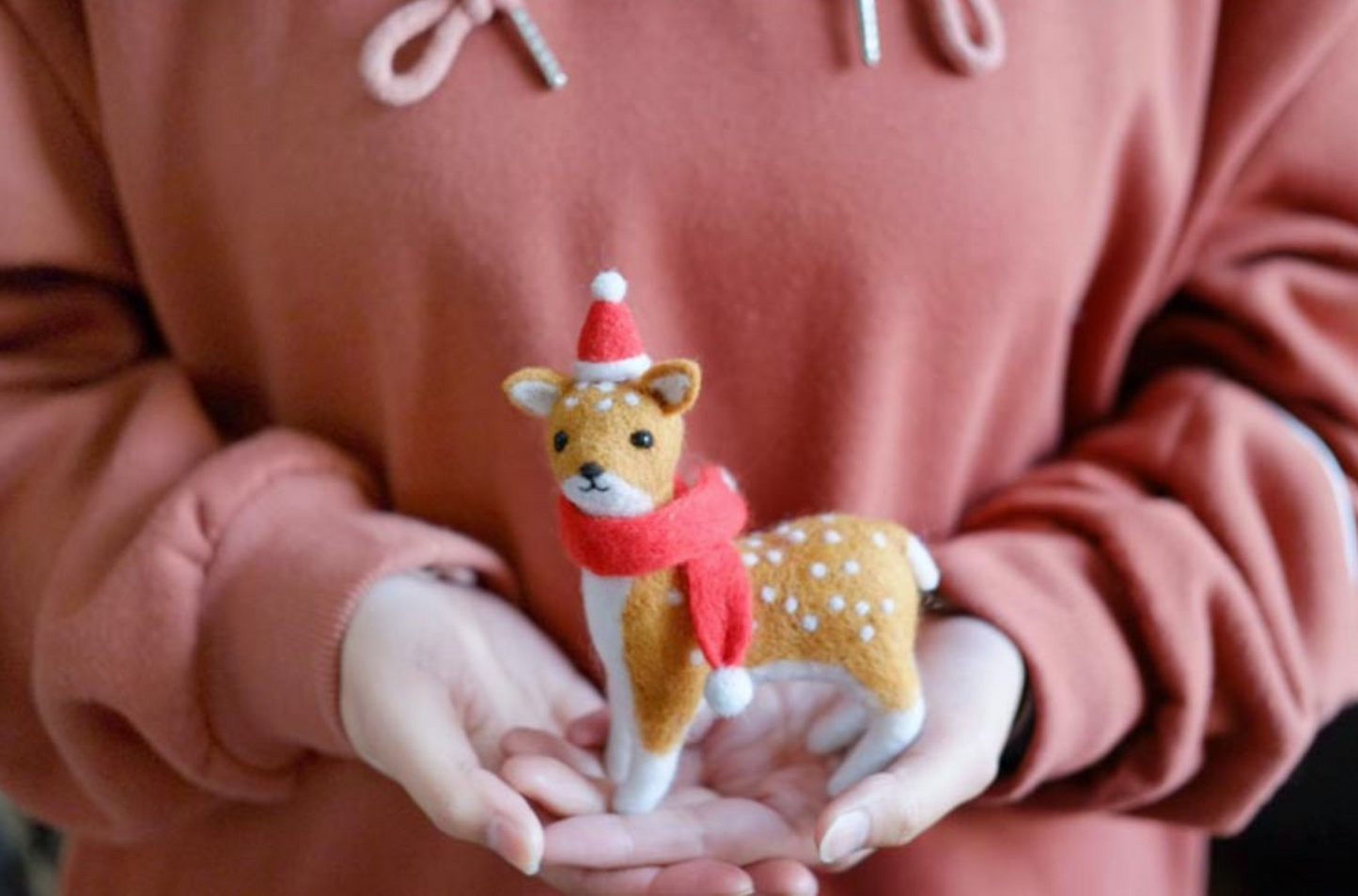 Chrismas animals needle felted wool Material Kit Halloween Christmas Gift013