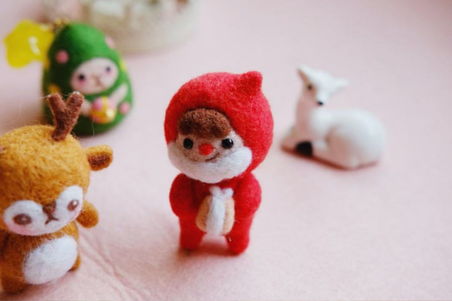 Chrismas animals needle felted wool Material Kit Halloween Christmas Gift013