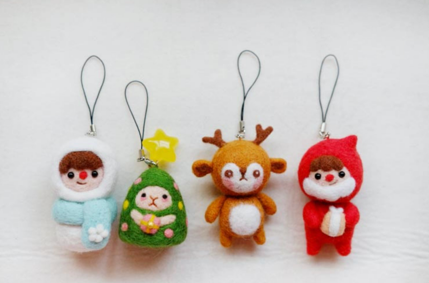 Chrismas animals needle felted wool Material Kit Halloween Christmas Gift013
