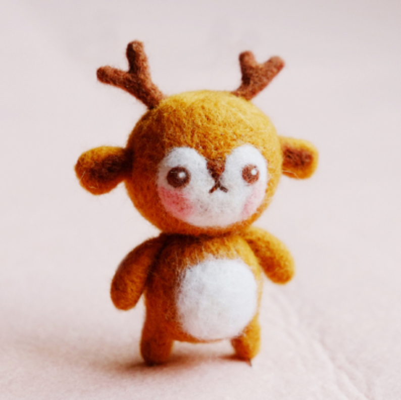 Chrismas animals needle felted wool Material Kit Halloween Christmas Gift013