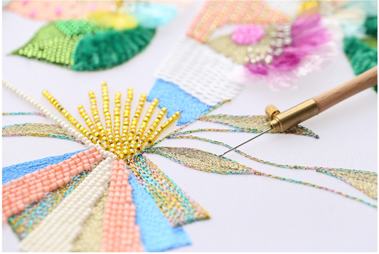 Embroidery Kit with tutorials- Carousel Chinese silk Bead Embroidered Embroidery Beginner Kit 05