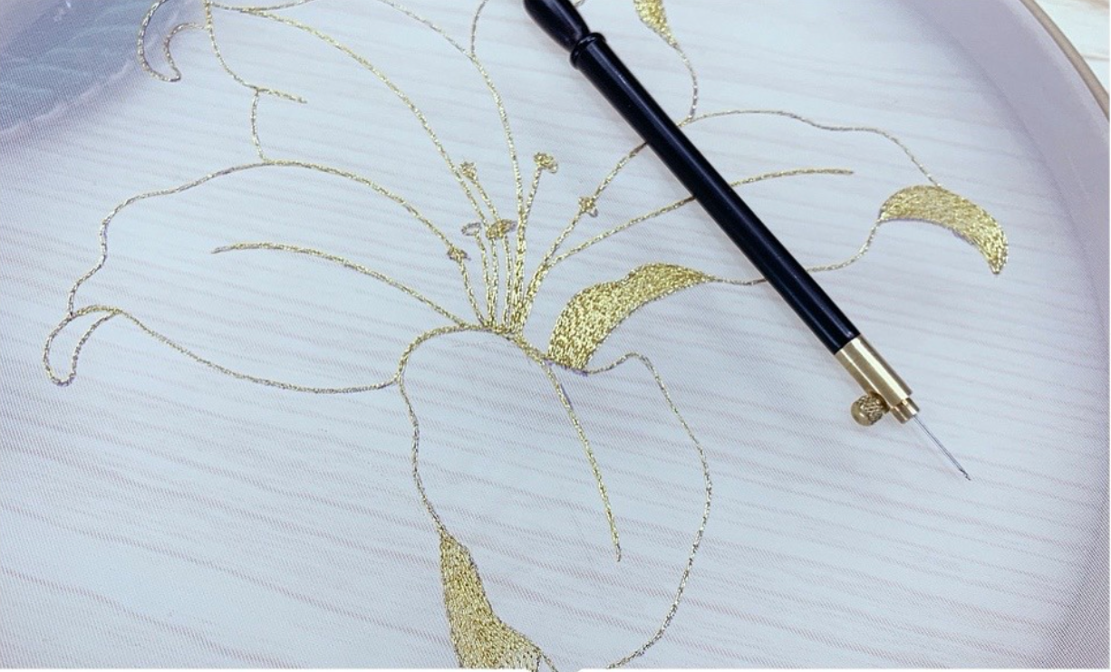 Chinese silk beads Embroidery kit with 10-section video embroidery tutorials