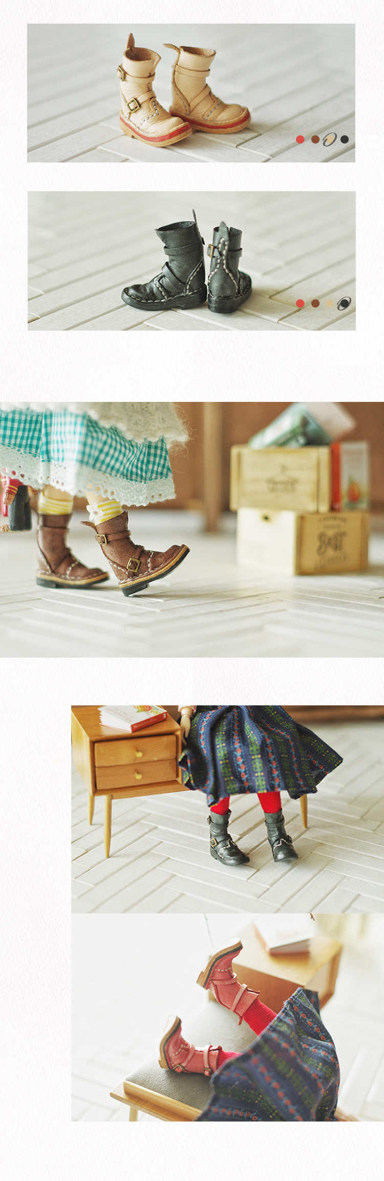 BJD Shoes Cute Short leather Boots for BLYTHE OB24 OB22 OZS Size Ball-jointed Doll
