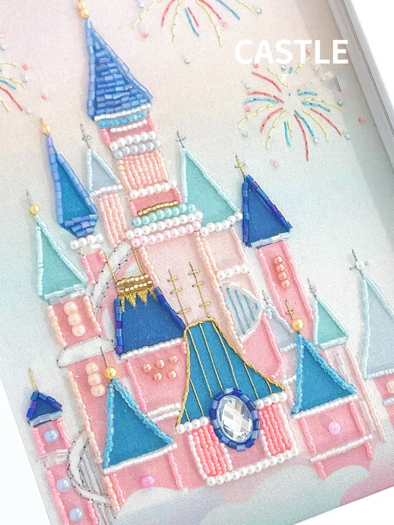 DIY Embroidery Kit- Caslte Pattern-Pre Print Fabric-embroidery kit Handmade Craft Kit-Christmas Gift