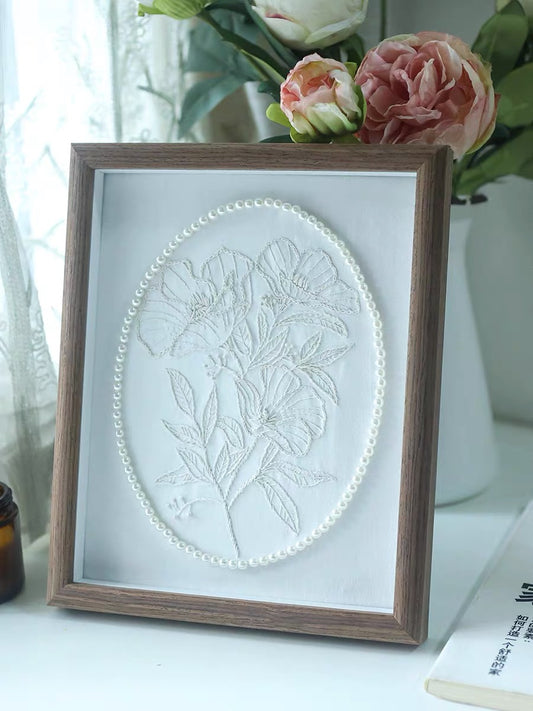 DIY Embroidery Kit- Flowers with Photo Frameembroidery beginner kit Handmade Craft Kit-Christmas Gift