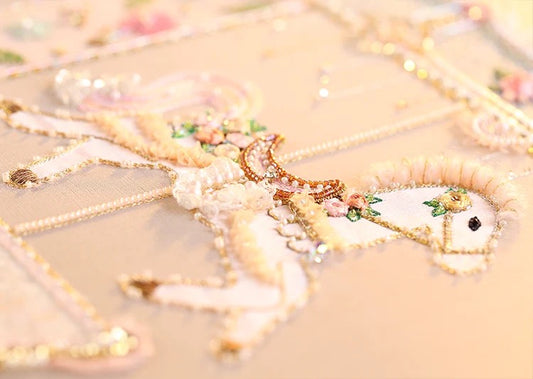 DIY Embroidery Kit- Carousel Chinese silk Bead Embroidered 40cm Embroidery Beginner Kit Handmade Craft Kit 04