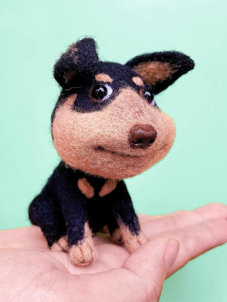 Needle felted wool Felting Animals 《DOG》Keychain Material Kit Handmade Craft 015