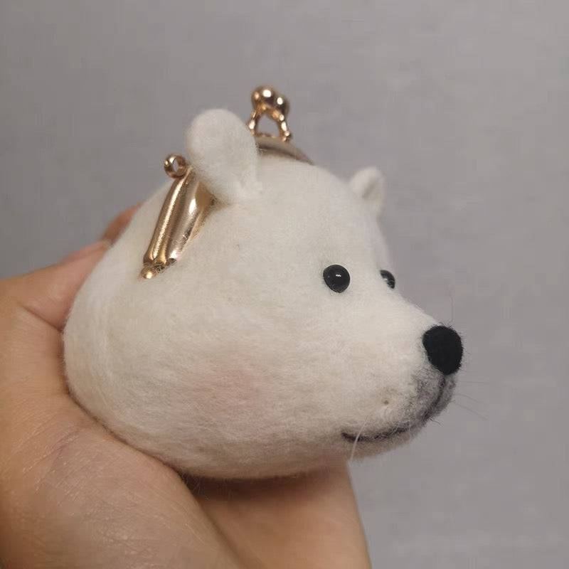 Needle felted wool Felting Animals 《Polar Bear》Material Kit Handmade Craft Wallets 020