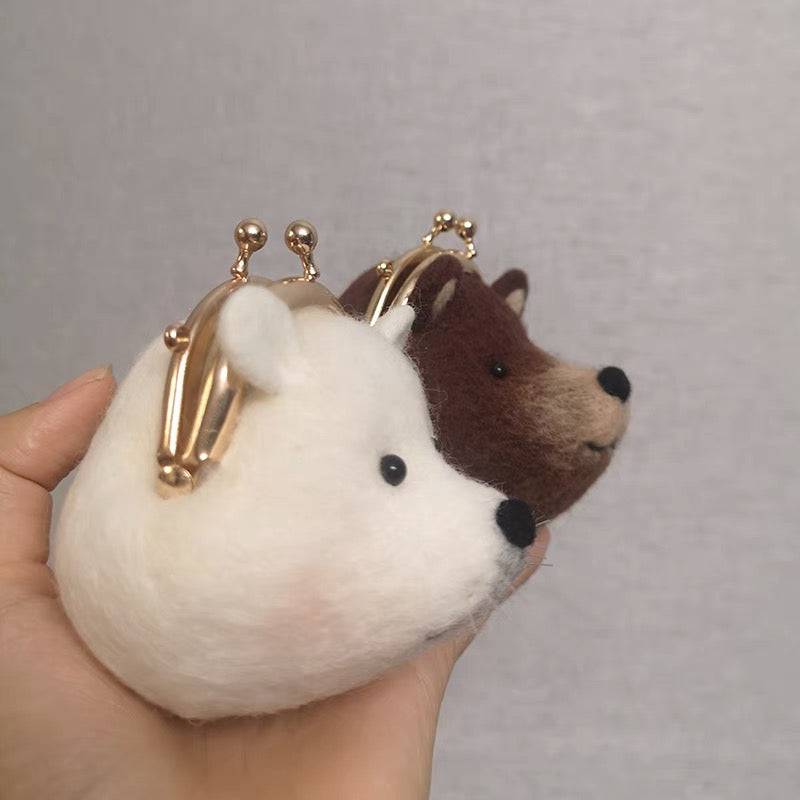 Needle felted wool Felting Animals 《Polar Bear》Material Kit Handmade Craft Wallets 020
