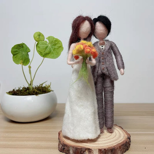 Needle felted wool Felting 《WEDDING》Material Kit Handmade Craft Valentine's Day Gift 022