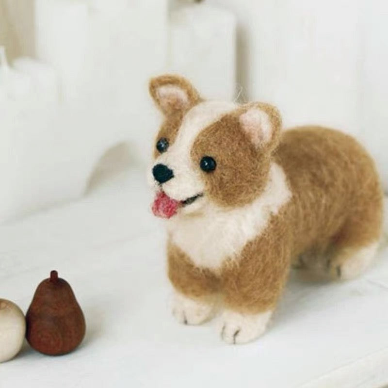 Needle felted wool Felting 《corgi》Material Kit Handmade Craft Valentine's Day Gift 022