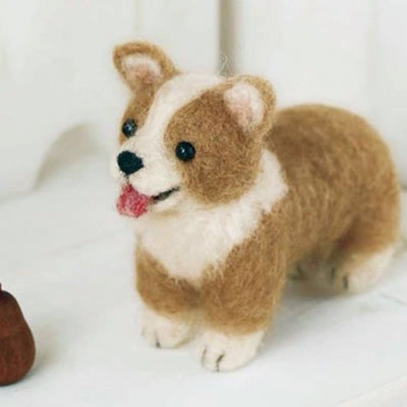 Needle felted wool Felting 《corgi》Material Kit Handmade Craft Valentine's Day Gift 022
