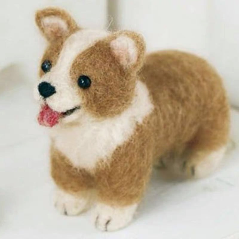 Needle felted wool Felting 《corgi》Material Kit Handmade Craft Valentine's Day Gift 022