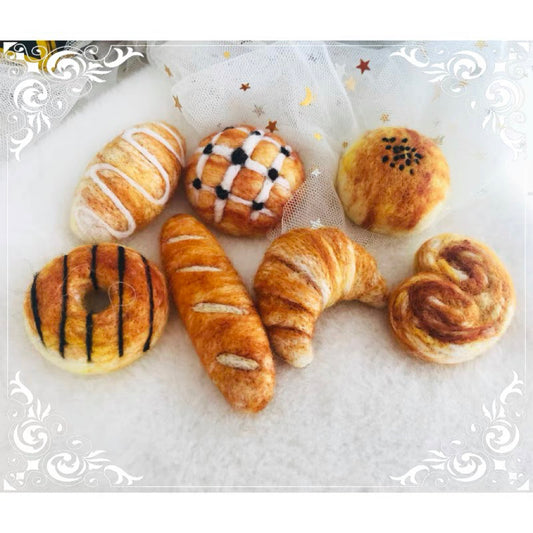 Needle Felting Animals《Breads》needle felt Material Kit Handmade 1Set(7breads),needle felting for beginners 033