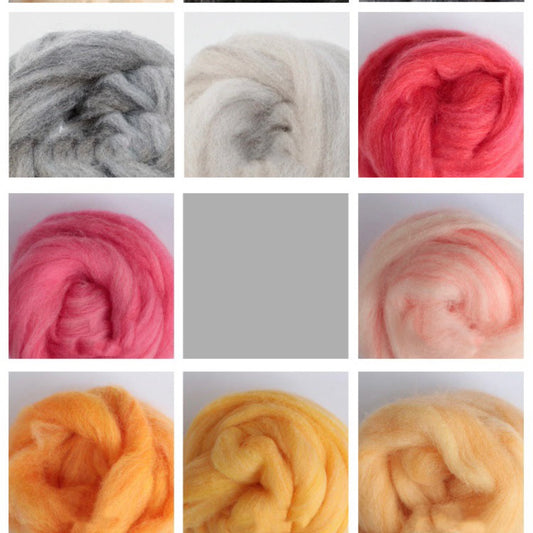 Needle felting supplies Spanish staple wool in 32 Animal colours , Perfect for Needle Felting/wet felting - 160g total