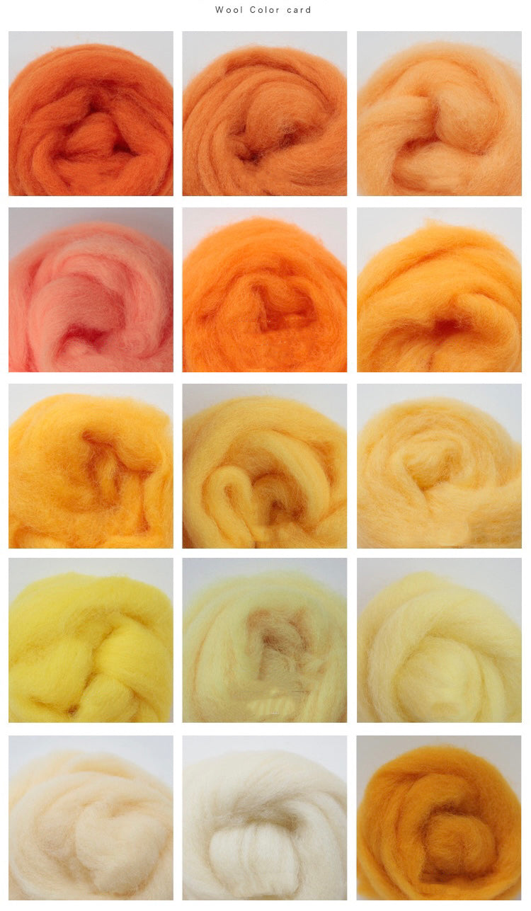 Needle felting supplies Spanish staple wool in 15 Animal colours , Perfect for Needle Felting/wet felting - 75g total