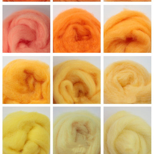 Needle felting supplies Spanish staple wool in 15 Animal colours , Perfect for Needle Felting/wet felting - 75g total