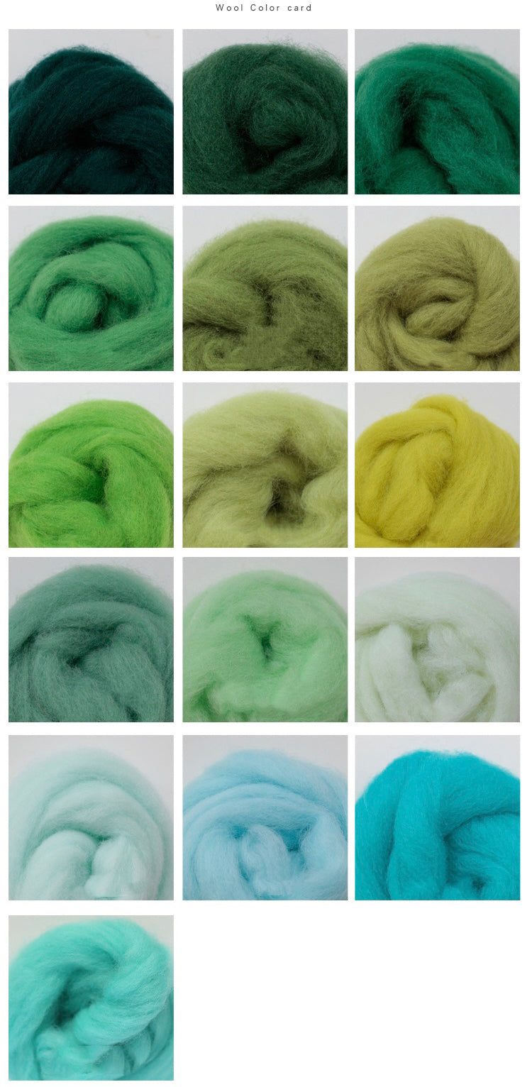 Needle felting supplies Spanish staple wool in 15 Animal colours , Perfect for Needle Felting/wet felting - 75g total