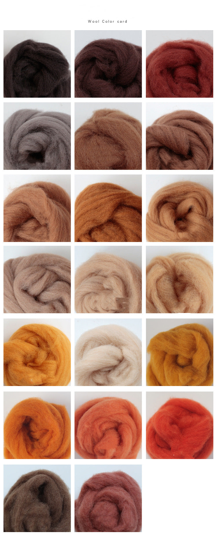 Needle felting supplies Spanish staple wool in 20 Animal colours , Perfect for Needle Felting/wet felting - 100g total