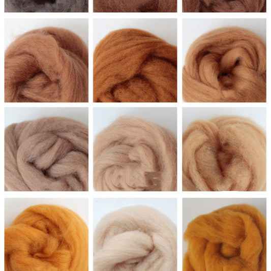 Needle felting supplies Spanish staple wool in 20 Animal colours , Perfect for Needle Felting/wet felting - 100g total