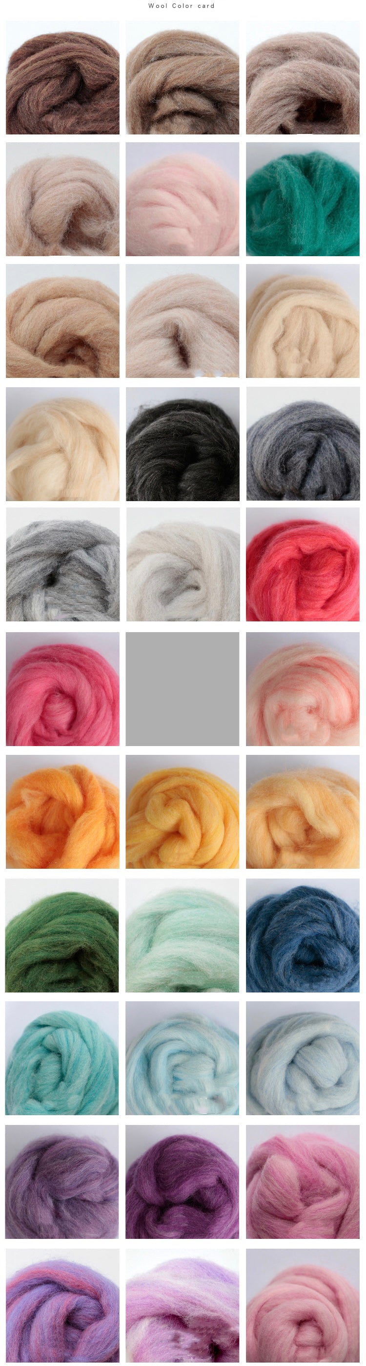 Needle felting supplies Spanish staple wool in 32 Animal colours , Perfect for Needle Felting/wet felting - 160g total