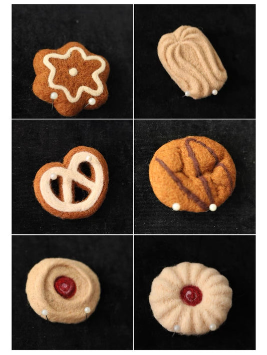 Needle Felting 《Cookies》Keychain needle felt Material Kit Handmade 1Set(6Cookies),needle felting for beginners 038