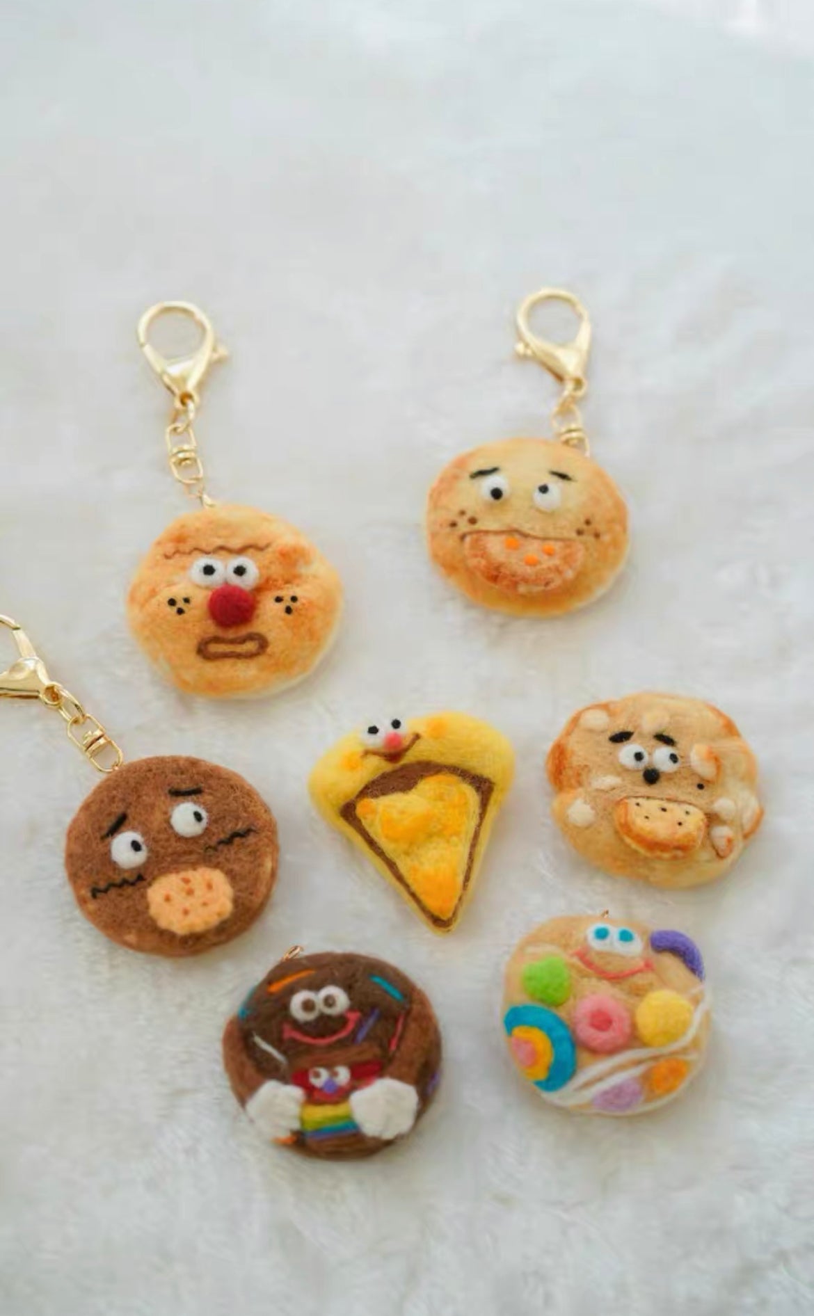 Needle Felting 《Cookies》Keychain Needle felted Handmade finished pruduct,needle 01