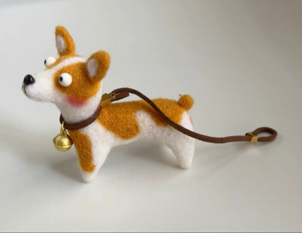 Needle Felt Wool ,Needle Felt Animals 《dog》Kit For Beginners. Handmade Craft Children's Gift , Felt Art 012