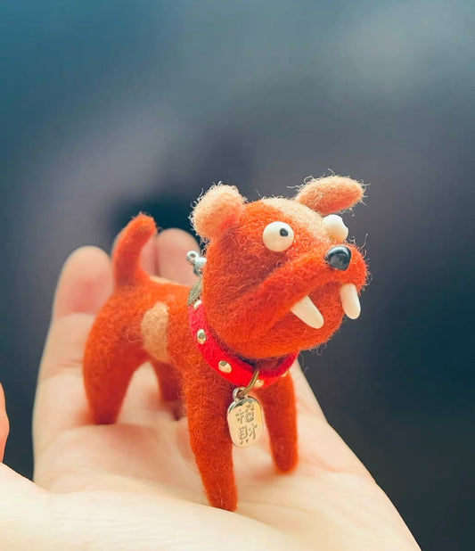 Needle Felt Wool ,Needle Felt Animals 《dog》Kit For Beginners. Handmade Craft Children's Gift , Felt Art 012