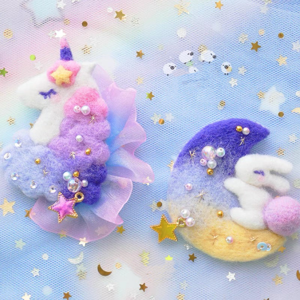 Needle Felting Animals《Mermaid》needle felt Material Kit Handmade 1Set(2cats Coasters),needle felting for beginners 050