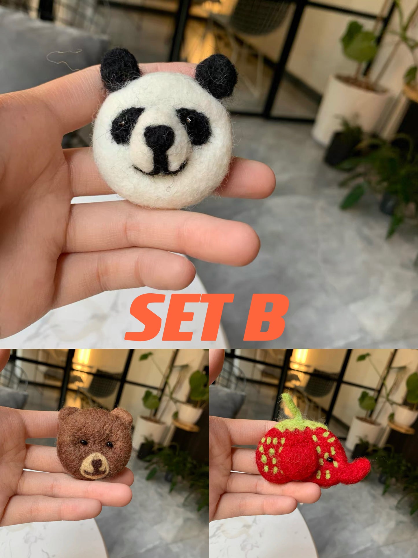 Needle Felting 《brooches》 Needle Felted Handmade Finished Pruduct,1Set(3brooches) 03