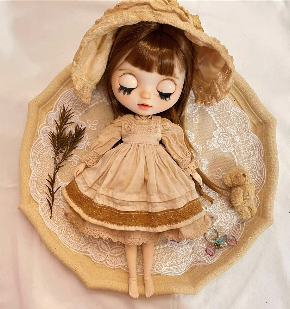 White Long Dress Night Dress for Blythe,BJD 1/6 Doll Clothes Customized 02