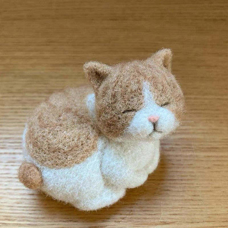 Needle Felting《Cats》needle felt Material Kit Handmade ,Needle Felting for Beginners 1 SET(2CATS)054