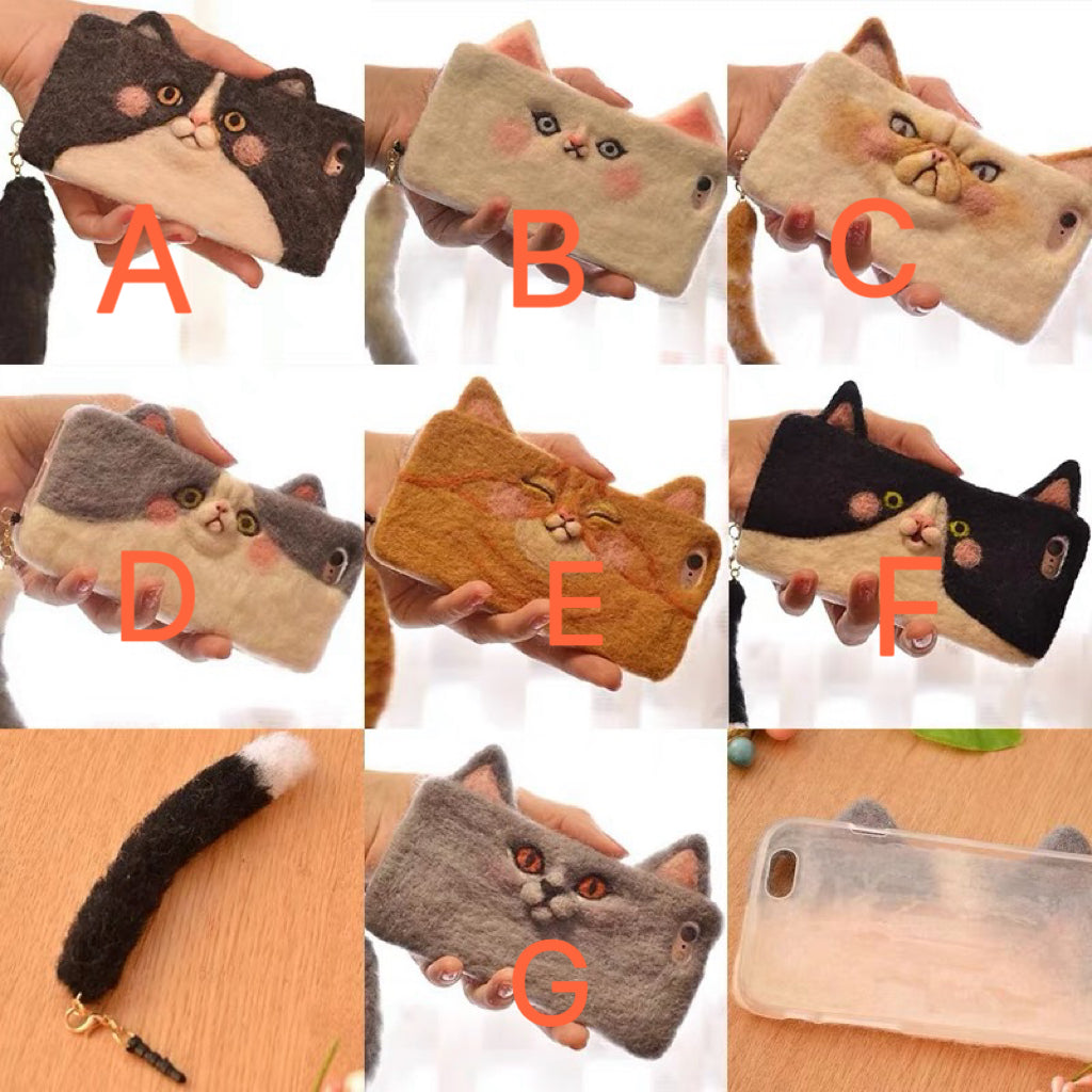 Needle Felting《Cats》needle felt Phone Case Material Kit Handmade ,Needle Felting for Beginners 051